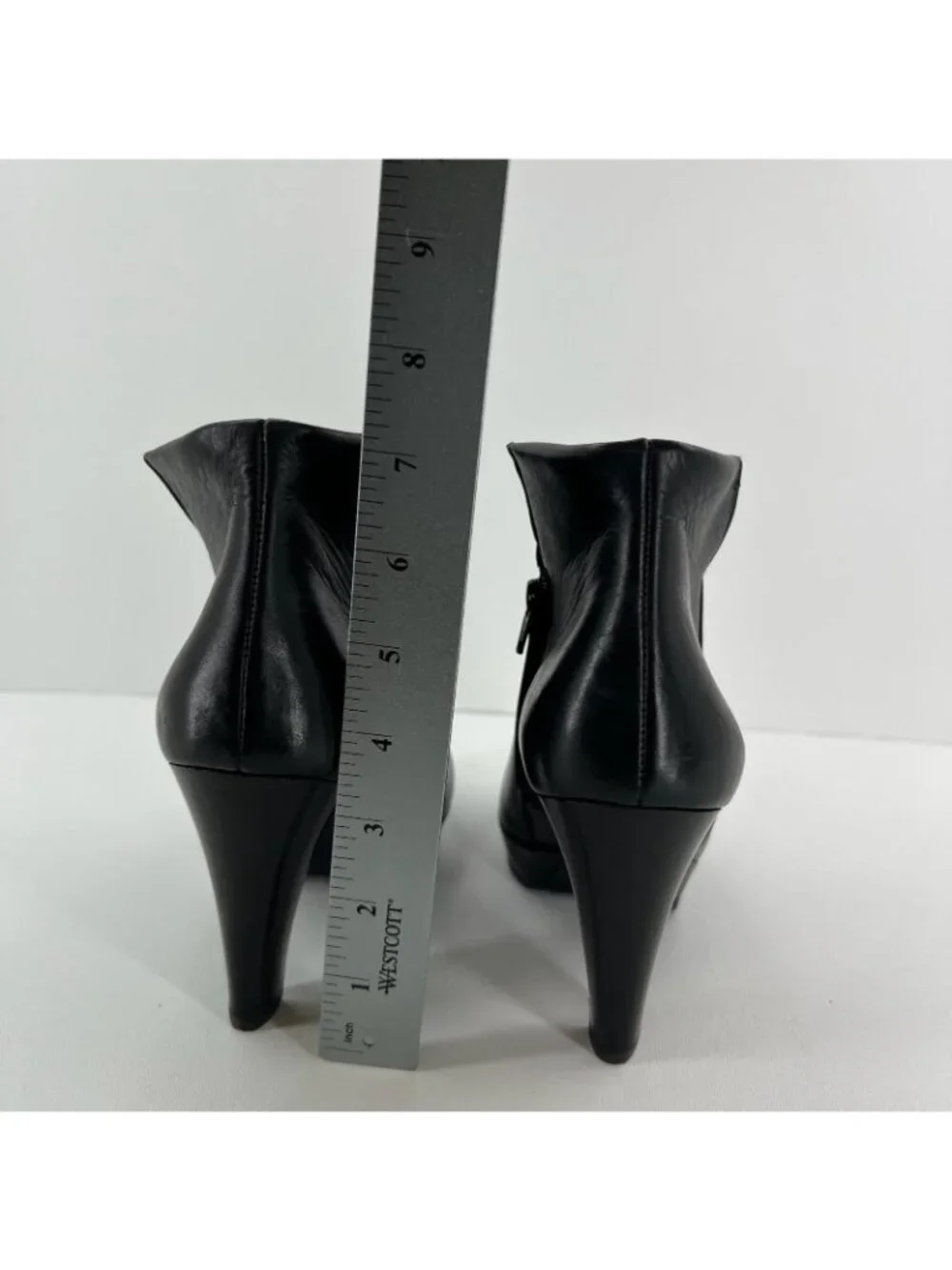 Paul Green 3204 Platform Ankle Boots Womens 8.5 Side Zip High Heel Leather Black